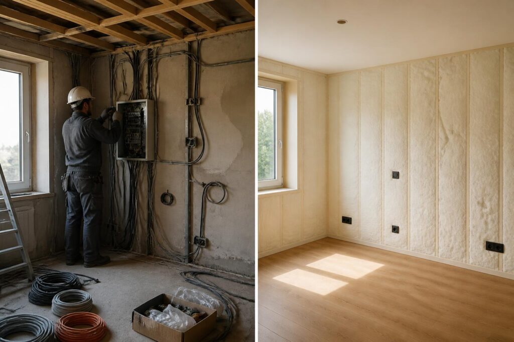 découvrez dans quel ordre planifier vos travaux d'électricité et d'isolation pour assurer un résultat optimal et une maison performante.
